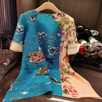 Printemps été nouvelle mode jupes mi-longues au sol Chinoiserie imprimé fleuri plissé coupe ample grande taille pour