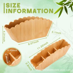 Wooden <b>Pen</b> Holder With Compartments For Crayons And Markers Desktop Storage <b>Box</b> Square Shape Solid Color - Product Image 5