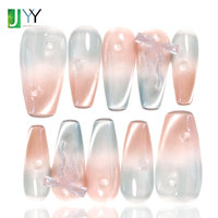 Fabricant de faux ongles en acrylique faits main, en gel 3D, à presser, pour nail art, design de salon, couleurs pastel, vente en gros, marque privée