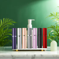 Atomiseur de parfum portable en aluminium rechargeable de 5 ml avec pulvérisateur à pompe et intérieur en verre sérigraphié