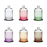 Cloche en verre borosilicate transparente pour terrarium, présentoir à bougies, cloche en verre ronde avec base en bois, vente en gros