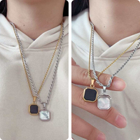 Vente chaude Punk En Acier Inoxydable Géométrique Polygone Hommes Carré Pierre Naturelle Collier Pour Cadeau Noir Onyx Pierre Collier Bijoux