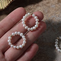 Natürlicher Süßwasserperlenring, 14K Goldfilled, Nicht Verblassend, US-Zubehör, Geflochtenes Elastisches Design, Auf Lager, Großhandel