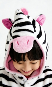 Conjunto de Pijama de una Pieza Haoxuan Ecológico de Terciopelo con Estampado de <span class=keywords><strong>Cebra</strong></span>, Estilo de Dibujos Animados para Niños, con Mangas Abullonadas, para las Cuatro Estaciones - Product Image 6