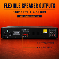 Amplificateur de sonorisation 1.5U 80W avec lecteur MP3 USB SD et écran LED, sortie 110V 70V 4-16 Ohm, contrôle des aigus et des basses