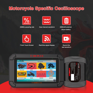 T100plus hệ thống Android 7inch máy tính bảng không Dây Xe Máy chẩn đoán Scanner + remap + <span class=keywords><strong>Key</strong></span> lập trình + Oscilloscope + mã hóa - Product Image 1