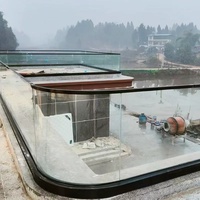 XYF Modernes Rahmenloses Glasgeländer Aluminium-U-Profil mit 5-Jahres-Garantie für Gehärtetes Glas Balkon- und Treppengeländer-System