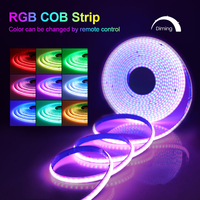 Bande lumineuse LED COB RGB 5V 576LEDs/m, contrôle par application Bluetooth, télécommande 44 touches, alimentation USB, corde flexible, lampe douce colorée, ruban adhésif