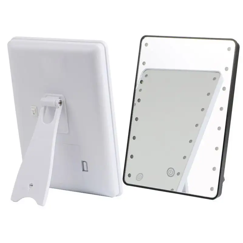 포켓 휴대용 데스크탑 터치 스크린 조절 16 Led 조명 메이크업 거울 접이식 브래킷