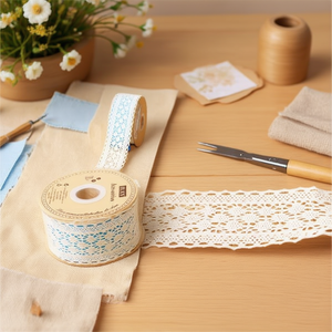 Strisce di pizzo Ilan 4,5 cm x 7 m colore crema per artigianato e decorazioni - Product Image 2