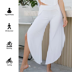 Pantaloni da palestra in cotone Sexy a vita alta aderenti aderenti Modulare pantaloni lunghi a gamba larga svasati pantaloni larghi per l'inverno - Product Image 3