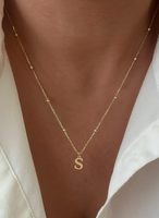 Collier Pendentif Personnalisé en Or 14K avec Lettres de l'Alphabet A-Z, Design Exquis, pour Hommes et Femmes, Idéal au Quotidien
