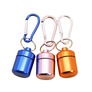 Boîte de rangement pour médicaments en alliage d'aluminium de forme ronde, étanche, mini boîte d'emballage en métal pour écouteurs avec porte-clés, vente en gros - Product Image 4