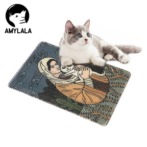 Amylala แผ่นฝนเล็บแมวเส้นใยธรรมชาติพิมพ์รอยขีดข่วนพร้อมเทปสำหรับพื้นและติดผนัง - Product Image 1