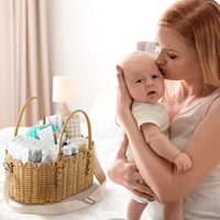 YULIN JIAFU Panier à langer nautique écologique en rotin naturel festonné avec bandoulière et séparateur amovible