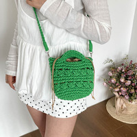 Nouveau sac mini mignon pour femme, multi-usages, sac à main, sac bandoulière, sac fourre-tout en coton tressé fait main au crochet