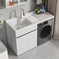 Meuble de rangement pour linge de balcon avec évier intégré, ensemble de meubles de salle de bain, meuble de machine à laver imperméable et antirouille