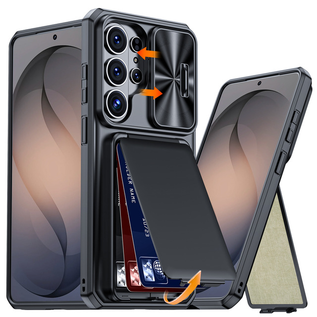 Luxury for Samsung Galaxy S26 Ultra Case PC Kickstand Wallet Cover with Protector Business Design Mobile Phone Case S25S24 Ultra