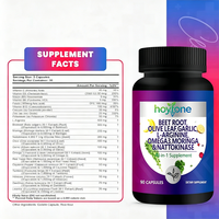 Complément Tout-en-un Marque Blanche OEM Betterave Nattokinase Ail Feuille d'olivier Moringa L-Arginine 90 Capsules Bien-être Adulte