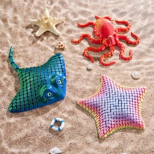 Vashine Juguetes Fidget Flexibles Impresos en 3D de Cristal con Forma de Manta, Pulpo y Estrella de Mar, Juguetes Flexibles de Animales Marinos Impresos en 3D - Product Image 1