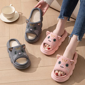 Pantuflas de Verano para Mujer, Diseño de <span class=keywords><strong>Gato</strong></span>, con Punta Abierta, Suela Acolchada Suave, de Felpa, para el Hogar - Product Image 3