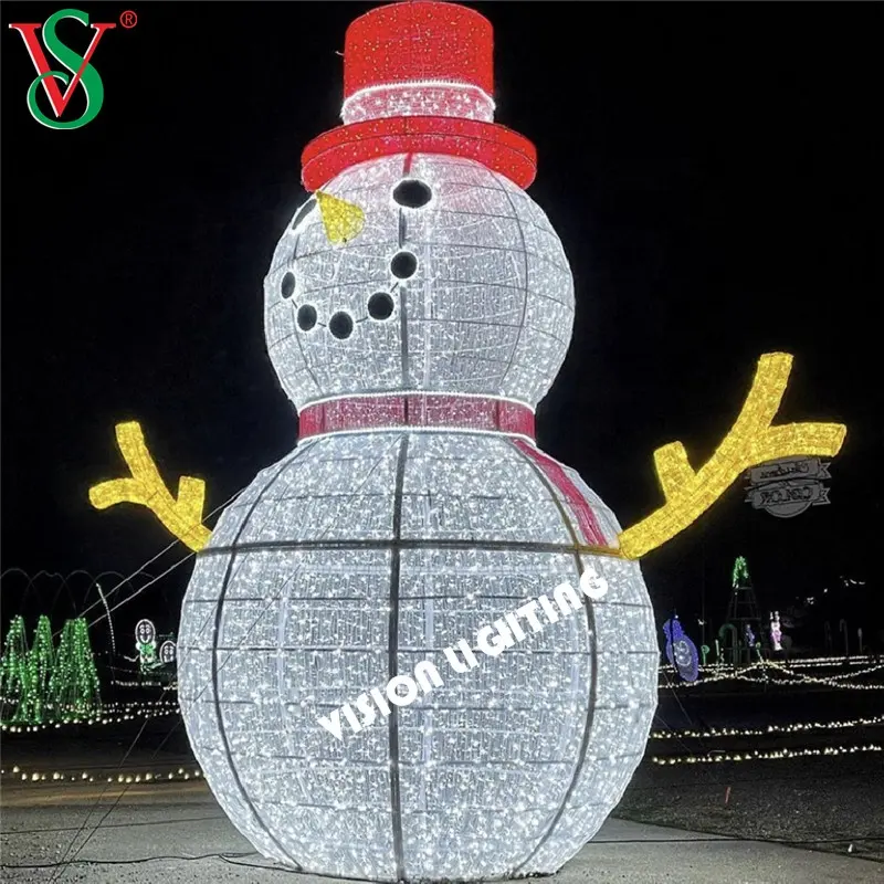 Waterproof Large 3D Snowman Led Christmas Motif Light For Outdoor Park Street Decorations