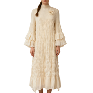 Robe musulmane modeste à manches bouffantes, abaya longue en polyester traditionnelle, vêtements islamiques pour femmes pour tous les jours et les occasions spéciales - Product Image 1