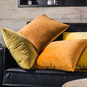 Housse de coussin carrée en velours de luxe tendance, lavable, couleur unie, douce, alternative au rembourrage, pour la maison - Product Image 5