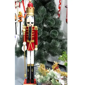 Ornamente groß 4ft 5ft 6ft 120cm lebensgroße rote Nussknacker Outdoor Holz figur Statuen Weihnachten Riesen puppen Dekoration