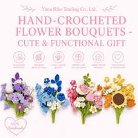 BH Buket Bunga Buatan Realistis Rajutan Tangan Berkualitas Tinggi Bunga Matahari Tulip Kain Poliester Modern Hadiah Sempurna