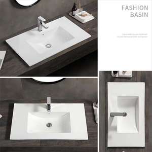 Meuble-lavabo rectangulaire moderne de Chaozhou avec vasque en céramique à poser, bord fin, pour hôtels et villas - Product Image 2
