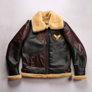 Chaqueta de piel de oveja para hombre, nuevo modelo, informal, de cuero Real, aviador, Retro, venta al por mayor - Product Image 3