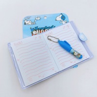 Mini Cuaderno de Snoopy con Juego de Bolígrafos, Bonito Cuaderno de Bolsillo con Cierre de Botón de Dibujos Animados, Juego de Regalo