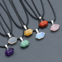 Collier pendentif en pierre naturelle de guérison, quartz rose et améthyste, colonne hexagonale à double terminaison, pour cadeau