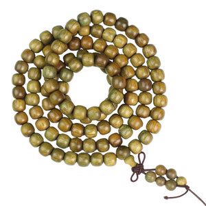 Green Sandalwood Barrel Bead <b>Bracelet</b> 108 Beads Hand Polished Natural Wood Unisex Jewelry For Men And Women - Product Image 4