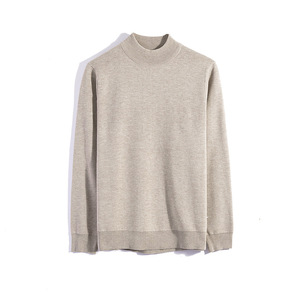 Mùa Thu Mùa Đông Người Đàn Ông Mới Của Nửa Cao Cổ 100% Cotton Lỏng Màu Rắn Bên Trong Dệt Kim Cơ Sở Áo Sơ Mi Giản Dị Phong Cách Áo Len - Product Image 2