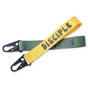 Wholesale Embroidered Logo Carabiner Keychain Lanyard Wrist Strap <b>Key</b> <b>Chain</b> Short Lanyards Custom - Product Image 1