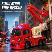 Camion de pompiers RC 1:18 avec échelle, véhicule d'urgence de simulation avec batterie 3.7V, câble USB, télécommande 4CH, jouet pour enfants