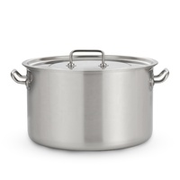 Grandes marmites à soupe et à bouillon commerciales avec couvercle, seau en acier inoxydable robuste pour la restauration et les cuisines d'hôtel