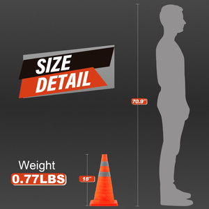 CITICITY กรวยจราจรแบบพับได้ขนาด 18 นิ้ว กรวยป๊อปอัพอเนกประสงค์พร้อมปลอกสะท้อนแสงเพื่อความปลอดภัยบนท้องถนน - Product Image 5