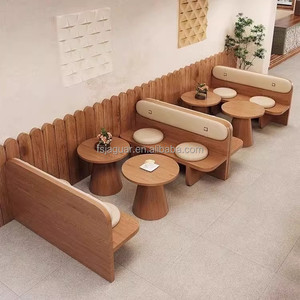 Set di Sedute Moderne in Legno per Caffè, Divanetti con Tavoli e Sgabelli per Bistrot - Product Image 2