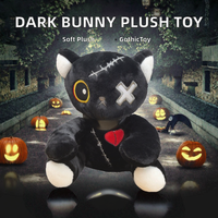 Peluche Lapin Gothique Punk d'Halloween en Coton PP, Poupée Reborn, Vente Chaude