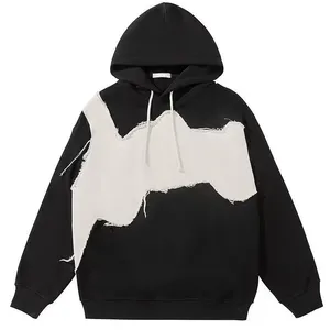 Custom Spring And Autumn Hiphop Hoodies High Street Retro Irregular Color Blocking Patchwork Hoodies For Men And Women