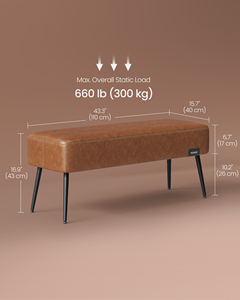 <span class=keywords><strong>VASAGLE</strong></span> Banc d'entrée moderne pour chambre à coucher Banc d'entrée en PU avec pieds en acier Banc siège pour salon - Product Image 6