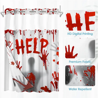 Rideau de douche Halloween en polyester sans crochets avec doublure à clipser, motif sang, imperméable et anti-moisissure pour fêtes et décoration intérieure
