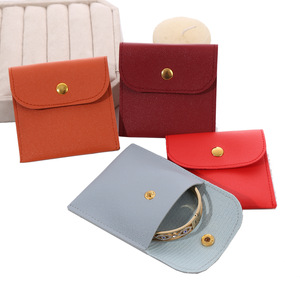 Petit sac à bijoux en cuir PU Sac d'emballage de bijoux à bouton-pression pour collier, bracelet, bague, montre, écouteurs et autres mini articles - Product Image 4
