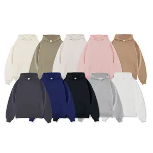 380g Heavyweight Solid Color Hoodie Knitted Hooded Collar Plain Dyed Technics for Autumn Season ODM Supply