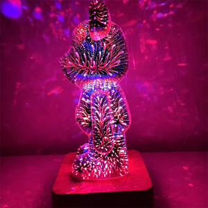 Colorido luz 3D tridimensional fogos de artifício vermelho mesa lâmpada ambiente luz cabeceira mesa pequeno noite lâmpada presente