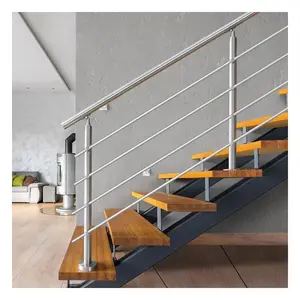 Ucuz fiyat açık Modern korkuluk Metal Veranda sundurma merdiven yassı paslanmaz çelik Bar korkuluk