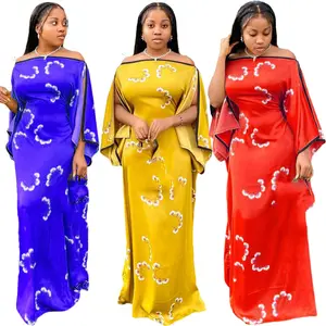 Neues Produkt Herbst Winter gestreifte ausgestellte Ärmel Plus Size Frauen Übergroßes Kleid Afrikanische Kleidung